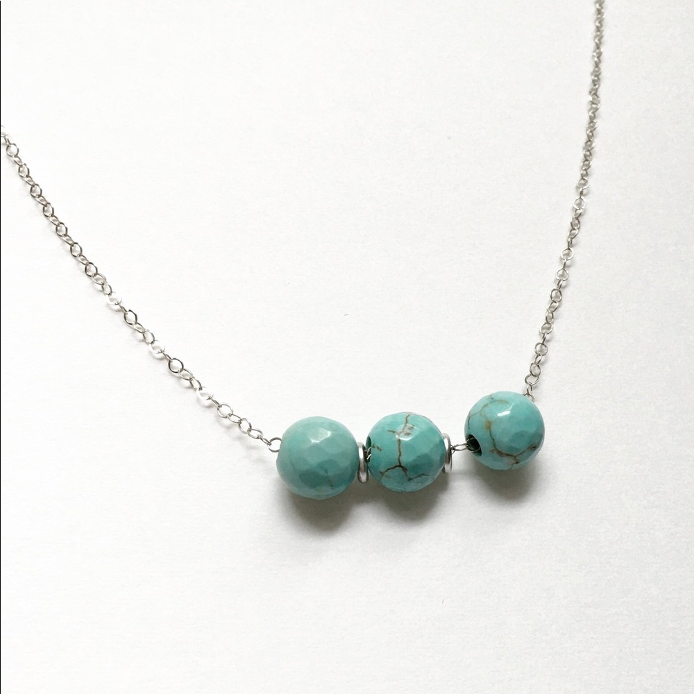Floating Turquoise Sterling Silver Chain Necklace